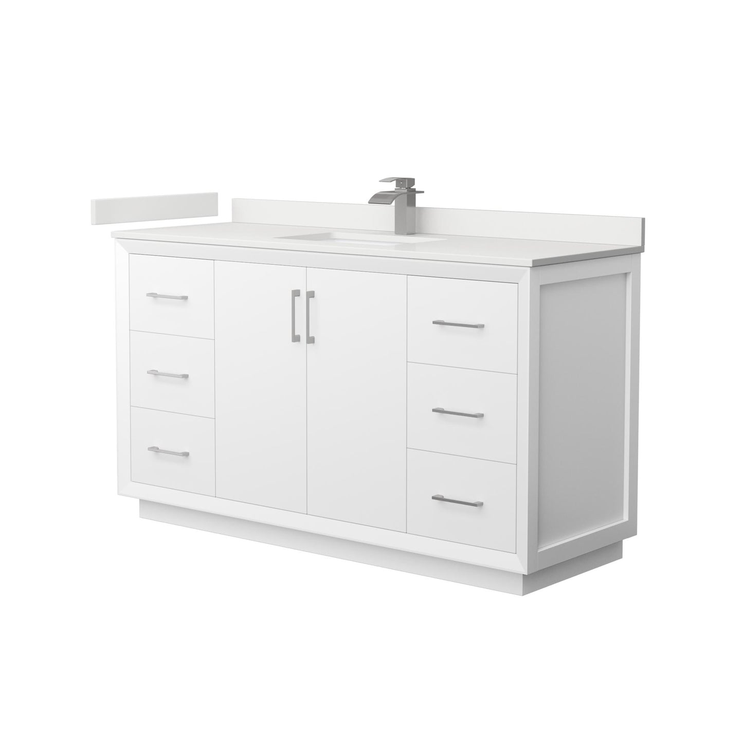 Strada Bathroom Vanity with Countertop 60 inch Single Sink Single hole Faucet Setup