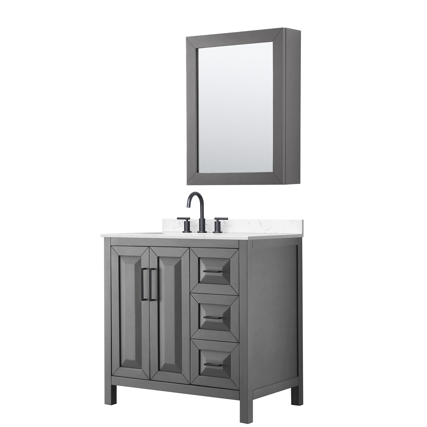 Daria Bathroom Vanity with Countertop 36 inch Single Sink 3-hole Faucet Setup