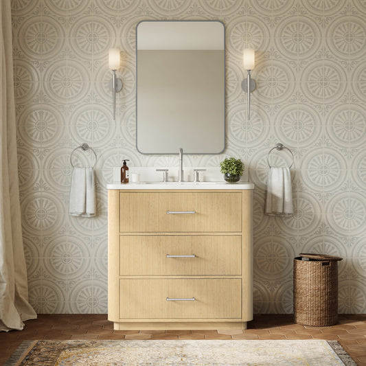 Francesca Bathroom Vanity with Countertop 36 inch Single Sink 3-hole Faucet Setup