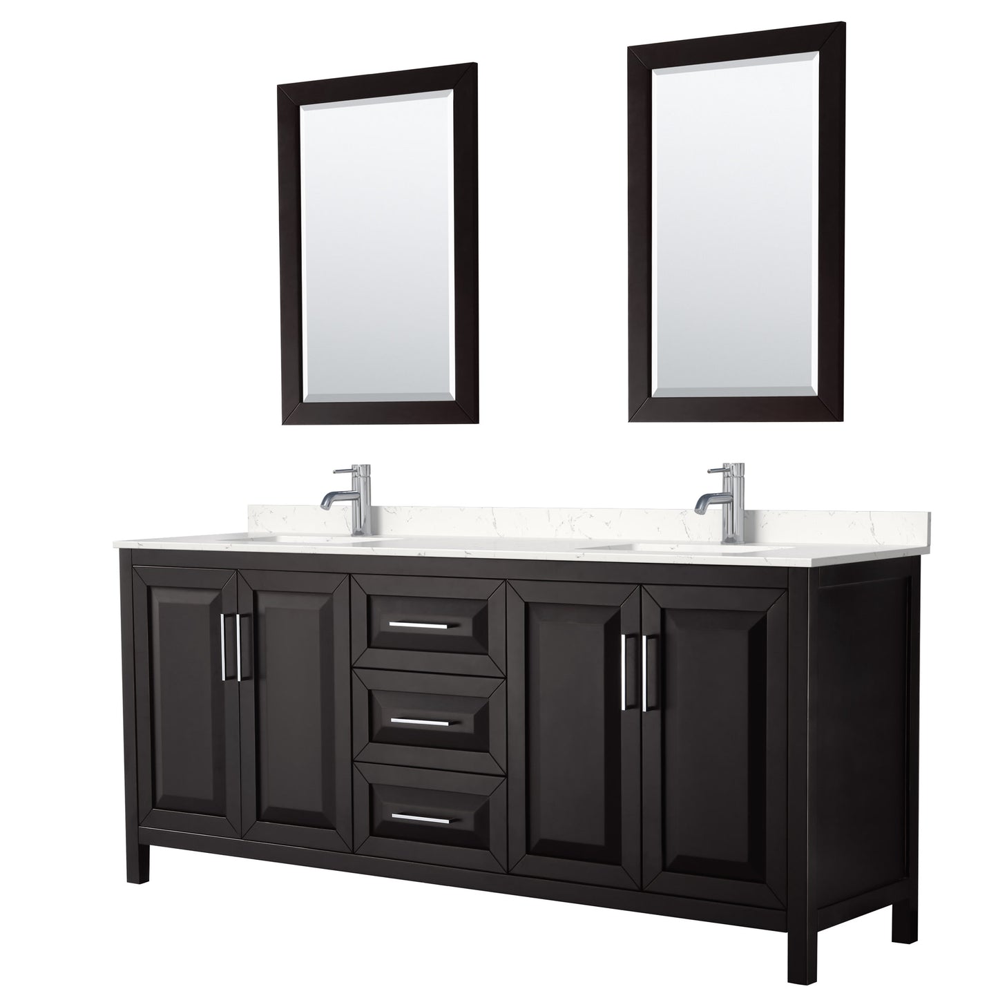 Daria Bathroom Vanity with Countertop 80 inch Double Sink Single hole Faucet Setup