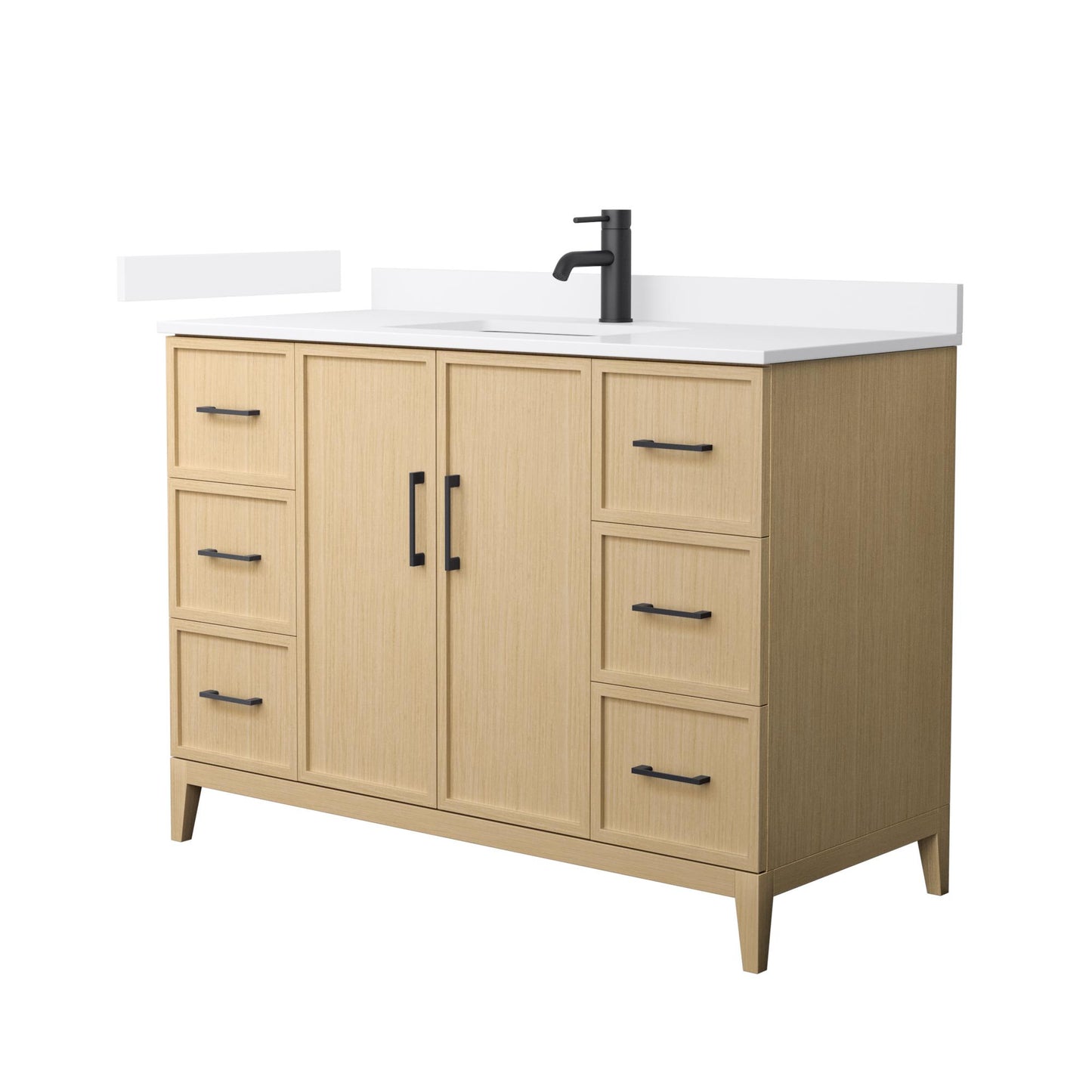 Elan Bathroom Vanity with Countertop 48 inch Single Sink Single hole Faucet Setup