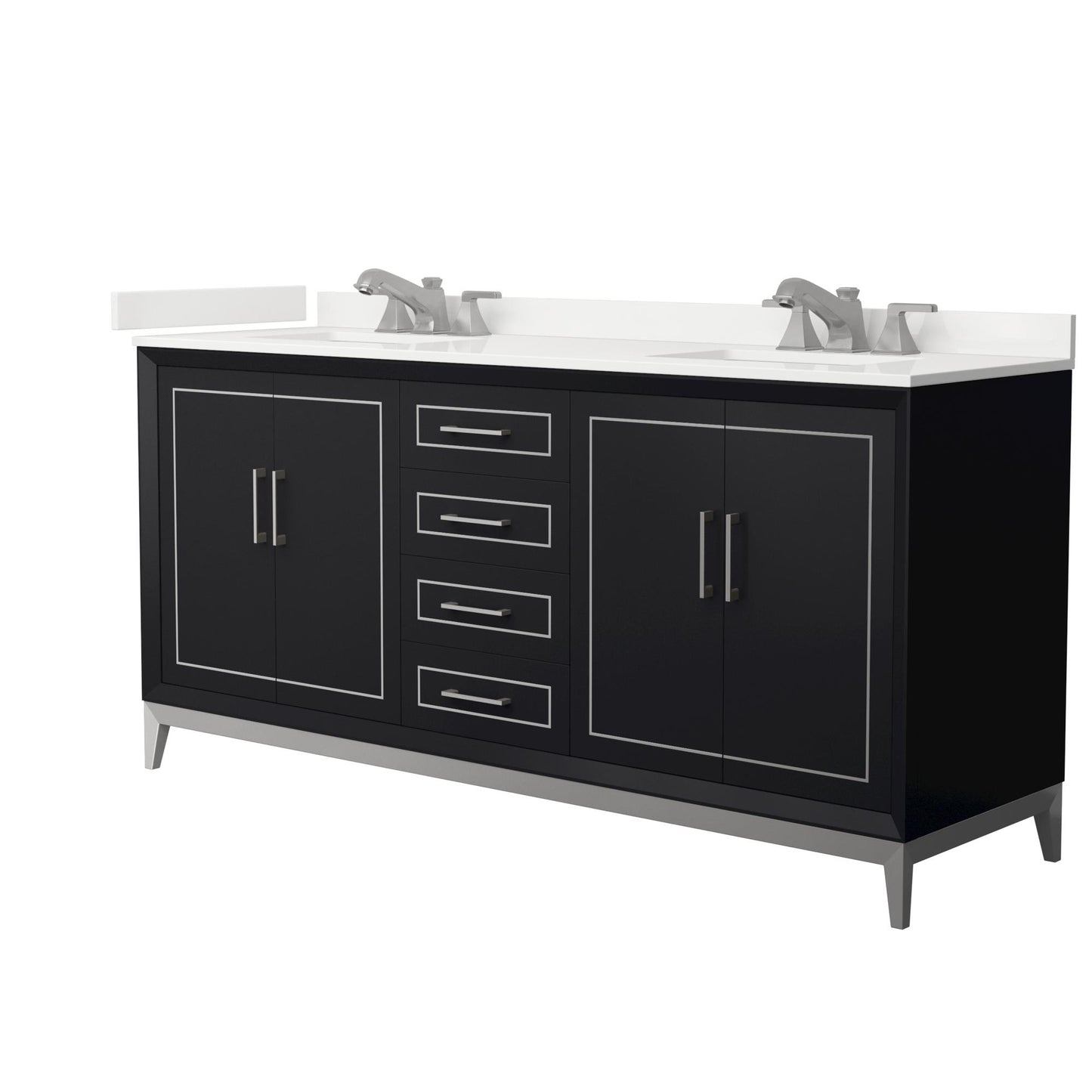 Marlena Bathroom Vanity with Countertop 72 inch Double Sink 3-hole Faucet Setup