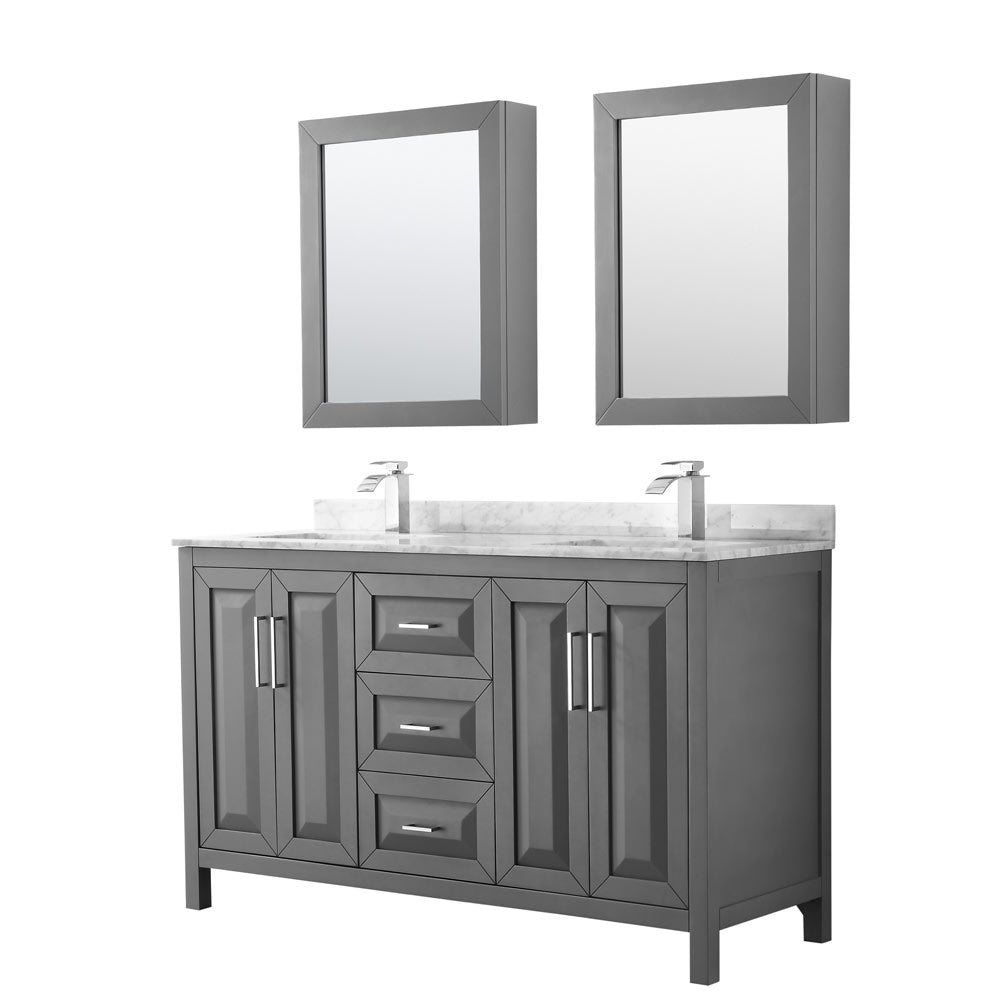 Daria Bathroom Vanity with Countertop 60 inch Double Sink Single hole Faucet Setup