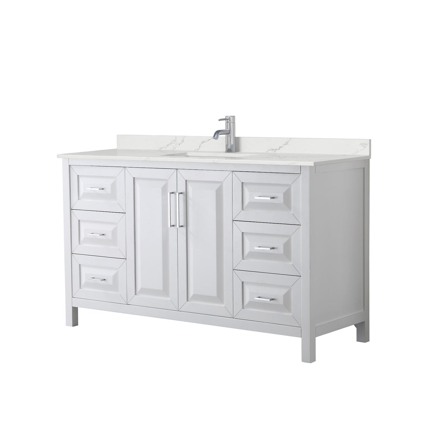 Daria Bathroom Vanity with Countertop 60 inch Single Sink Single hole Faucet Setup