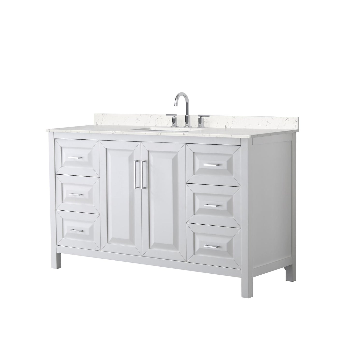 Daria Bathroom Vanity with Countertop 60 inch Single Sink 3-hole Faucet Setup