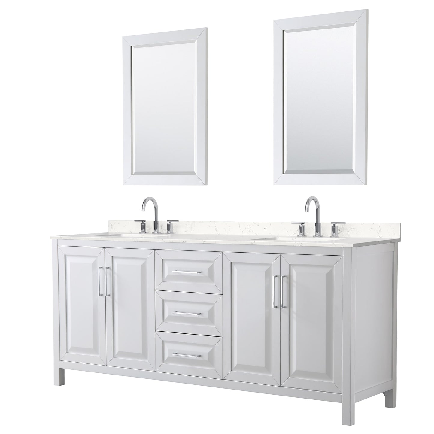 Daria Bathroom Vanity with Countertop 80 inch Double Sink 3-hole Faucet Setup