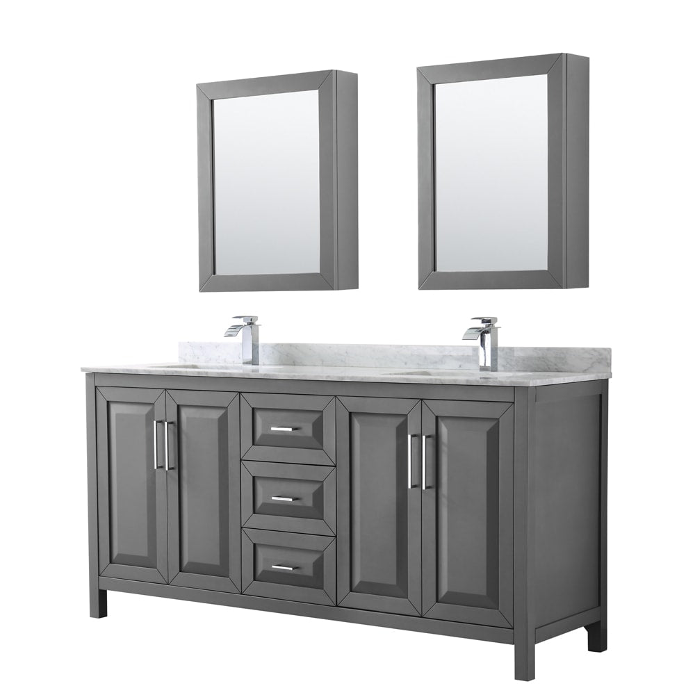 Daria Bathroom Vanity with Countertop 72 inch Double Sink Single hole Faucet Setup