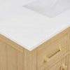 Custom image for Rift Oak with Brushed Gold Trim / White Cultured Marble / No Mirror