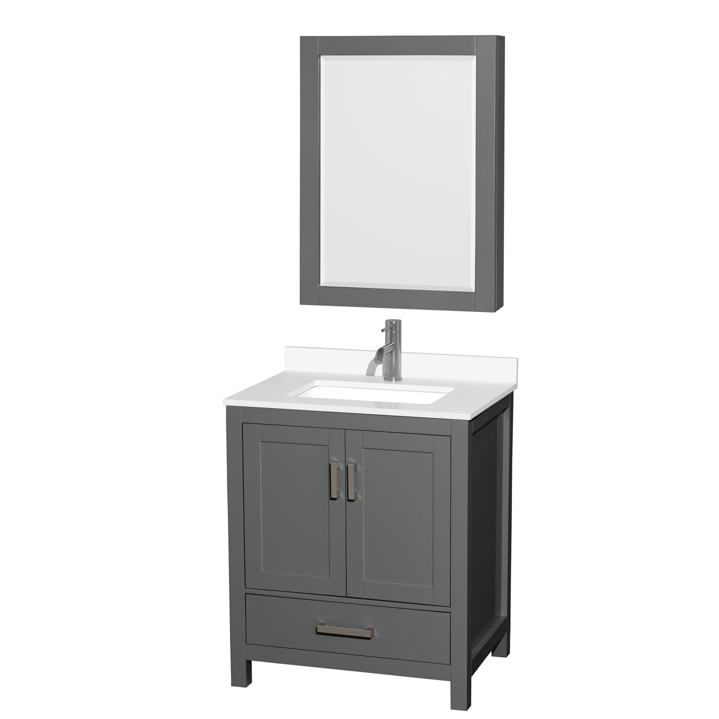 Sheffield Bathroom Vanity with Countertop 30 inch Single Sink Single hole Faucet Setup
