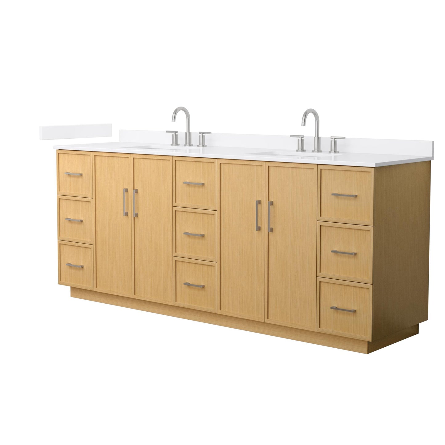 Elan TK Bathroom Vanity with Countertop 84 inch Double Sink 3-hole Faucet Setup
