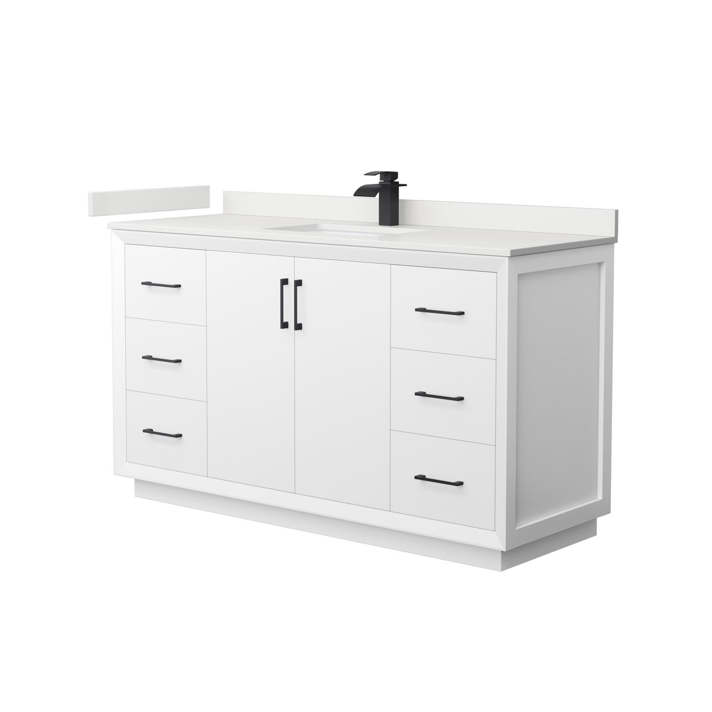 Strada Bathroom Vanity with Countertop 60 inch Single Sink Single hole Faucet Setup