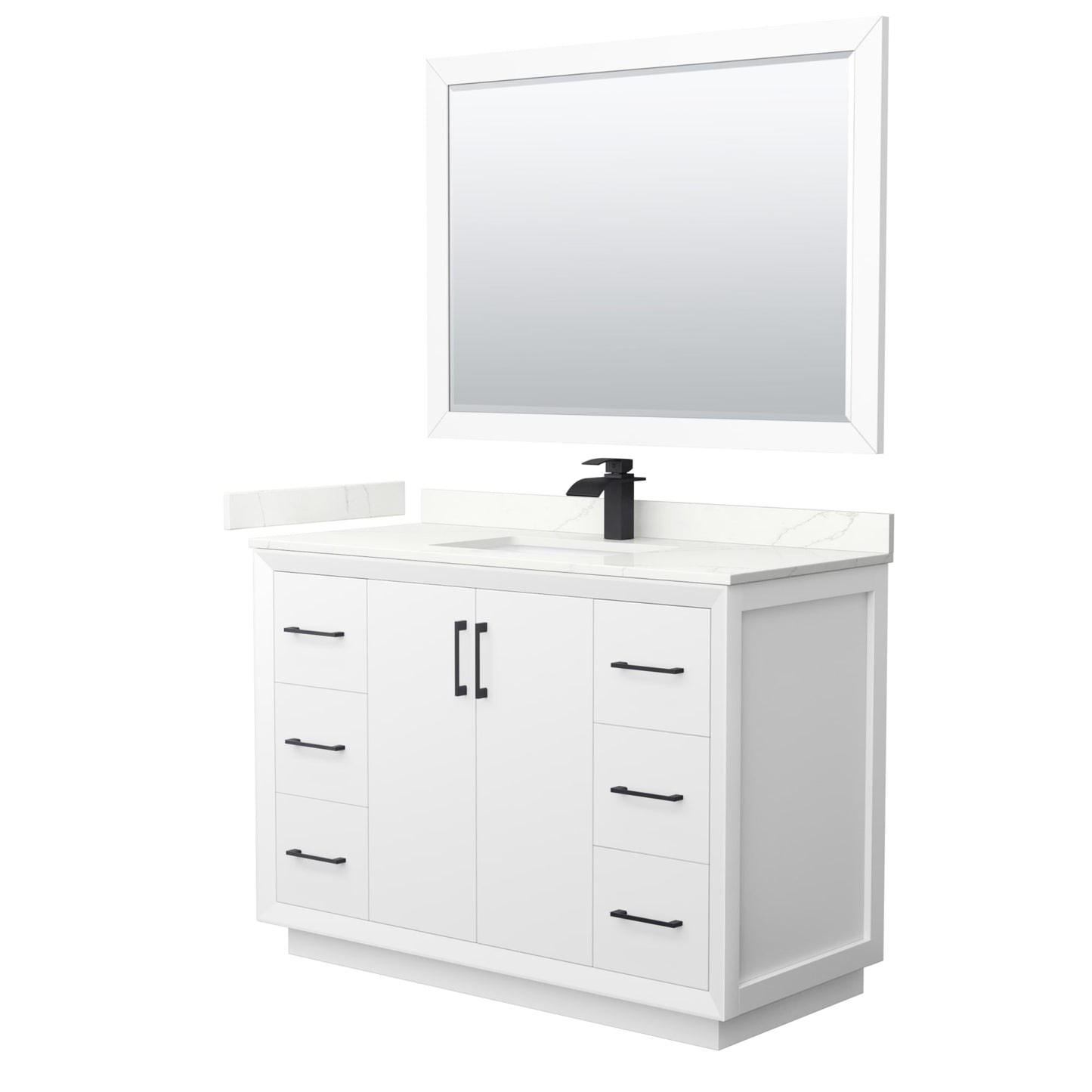 Strada Bathroom Vanity with Countertop 48 inch Single Sink Single hole Faucet Setup