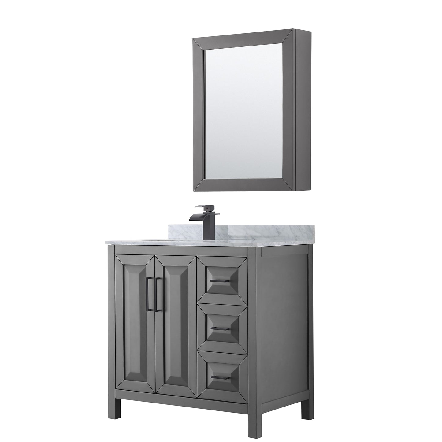 Daria Bathroom Vanity with Countertop 36 inch Single Sink Single hole Faucet Setup
