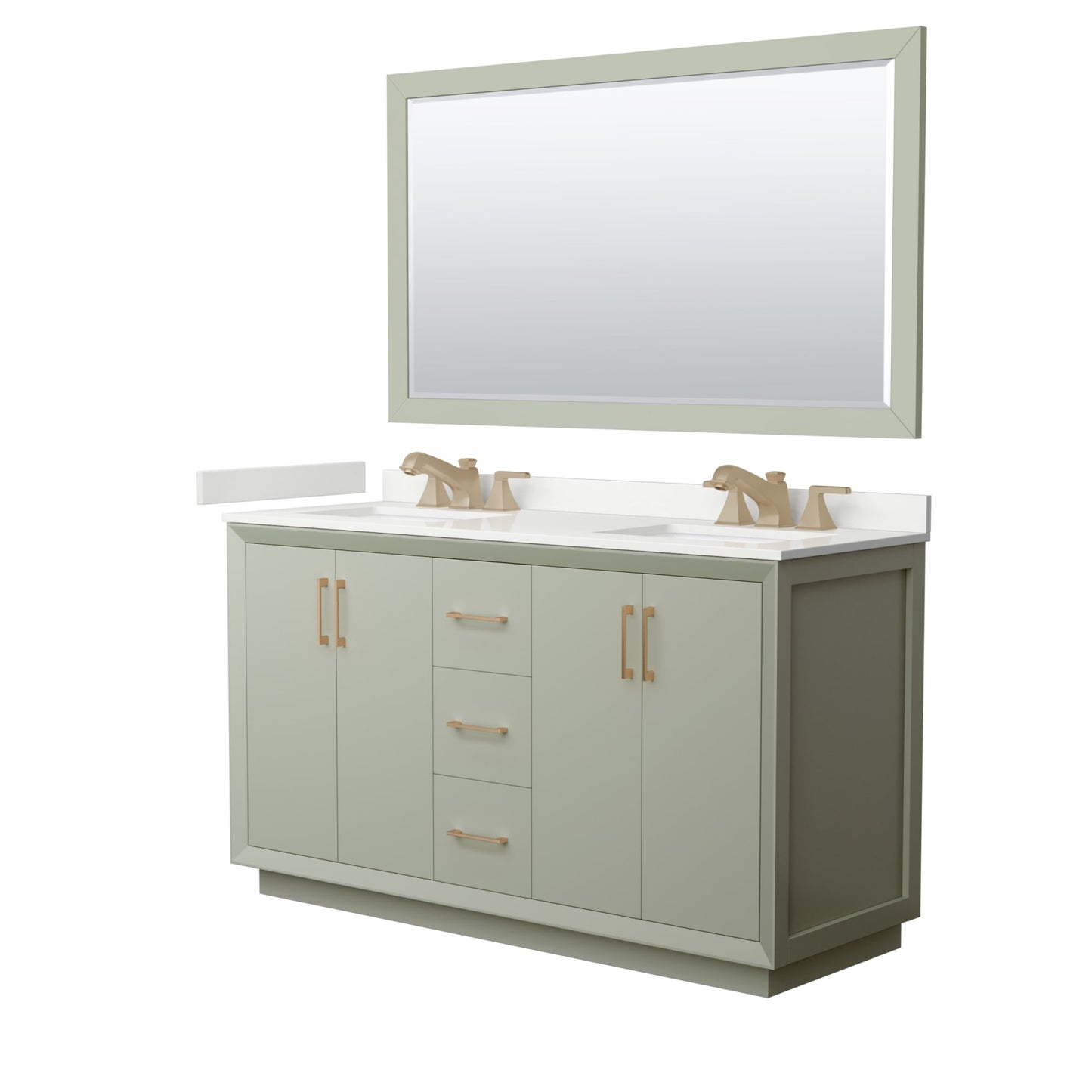 Strada Bathroom Vanity with Countertop 60 inch Double Sink 3-hole Faucet Setup