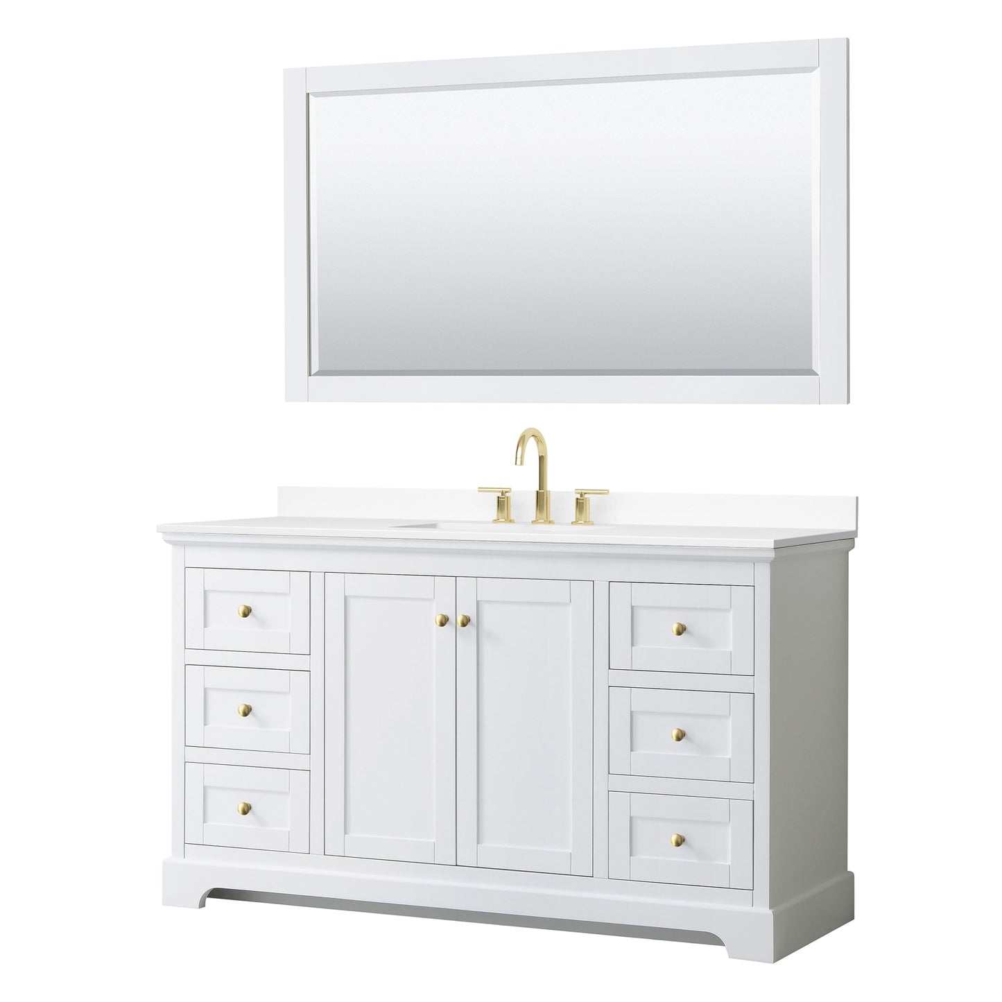 Avery Bathroom Vanity with Countertop 60 inch Single Sink 3-hole Faucet Setup