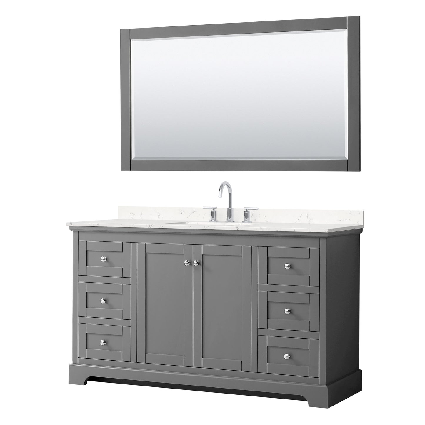 Avery Bathroom Vanity with Countertop 60 inch Single Sink 3-hole Faucet Setup
