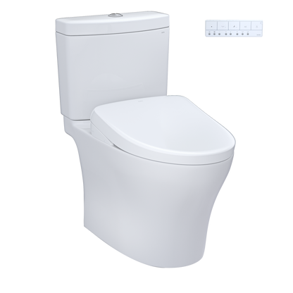 WASHLET+ Aquia IV Two-Piece Elongated Dual Flush 1.28 and 0.9 GPF Toilet with Auto Flush S7 Contemporary Bidet Seat