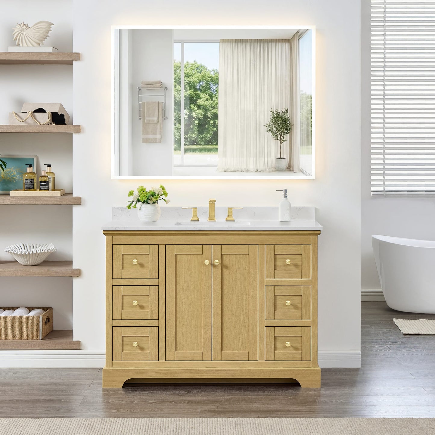 Avery Bathroom Vanity with Countertop 48 inch Single Sink 3-hole Faucet Setup