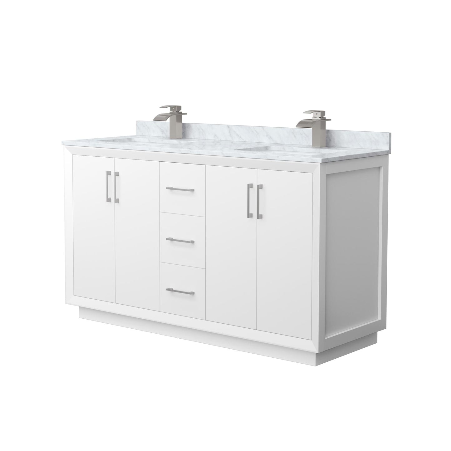 Strada Bathroom Vanity with Countertop 60 inch Double Sink Single hole Faucet Setup