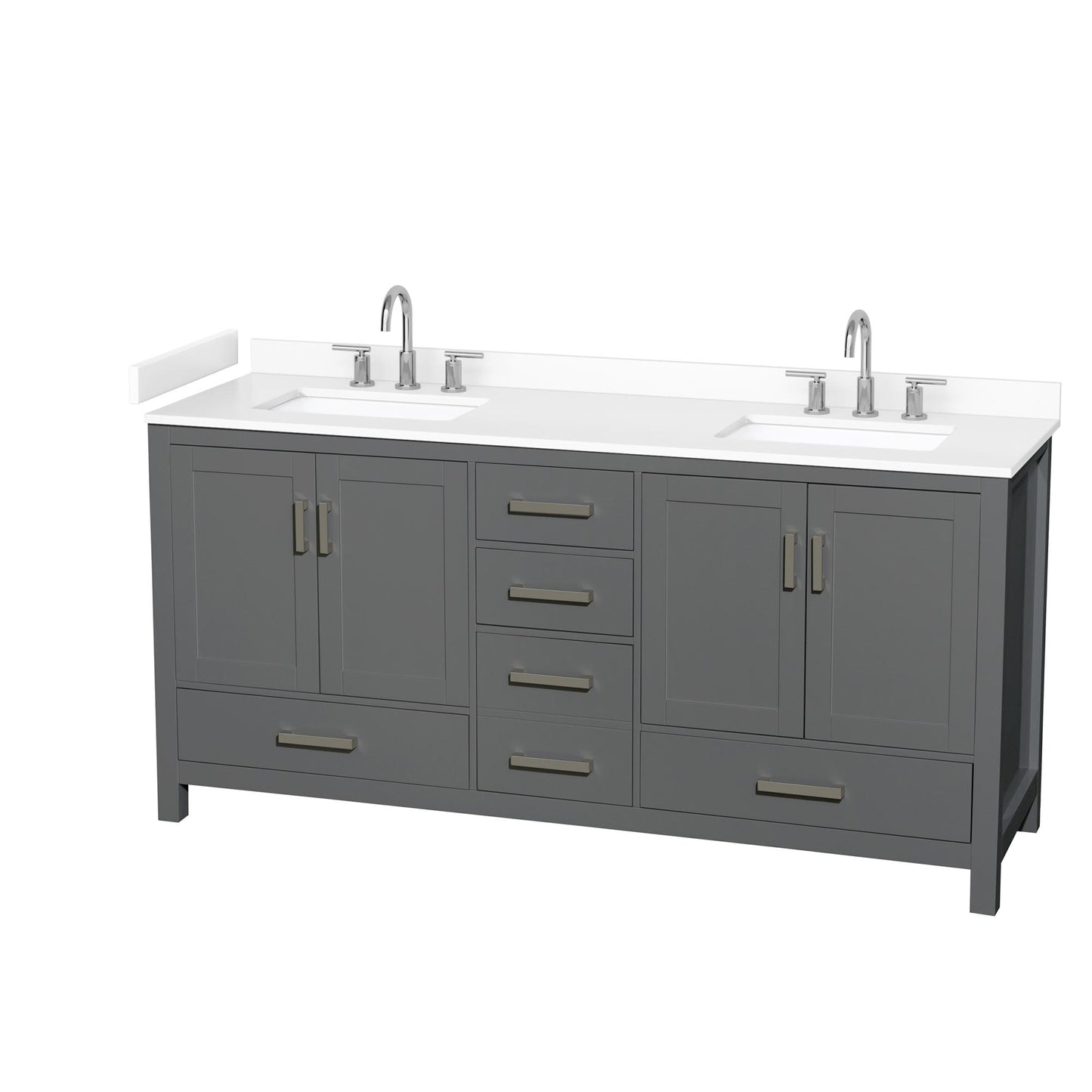 Sheffield Bathroom Vanity with Countertop 72 inch Double Sink 3-hole Faucet Setup