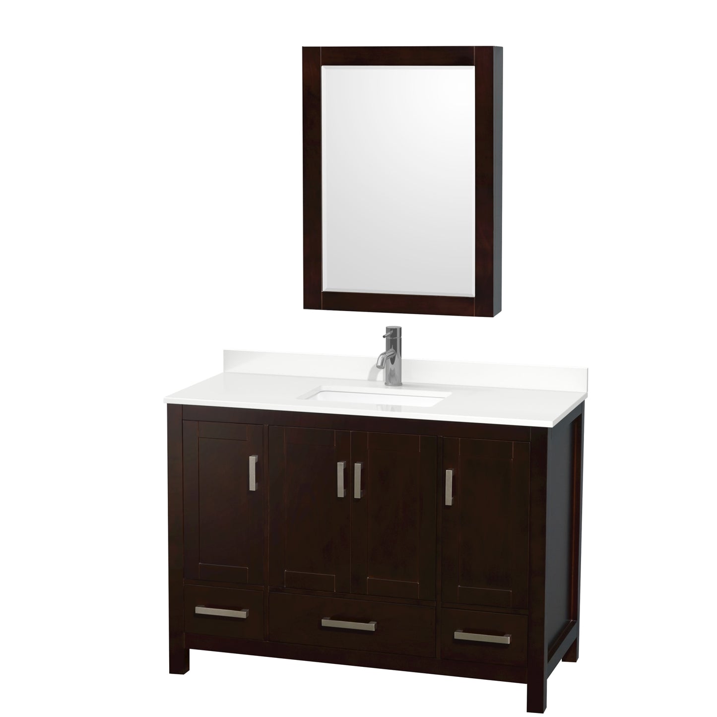 Sheffield Bathroom Vanity with Countertop 48 inch Single Sink Single hole Faucet Setup