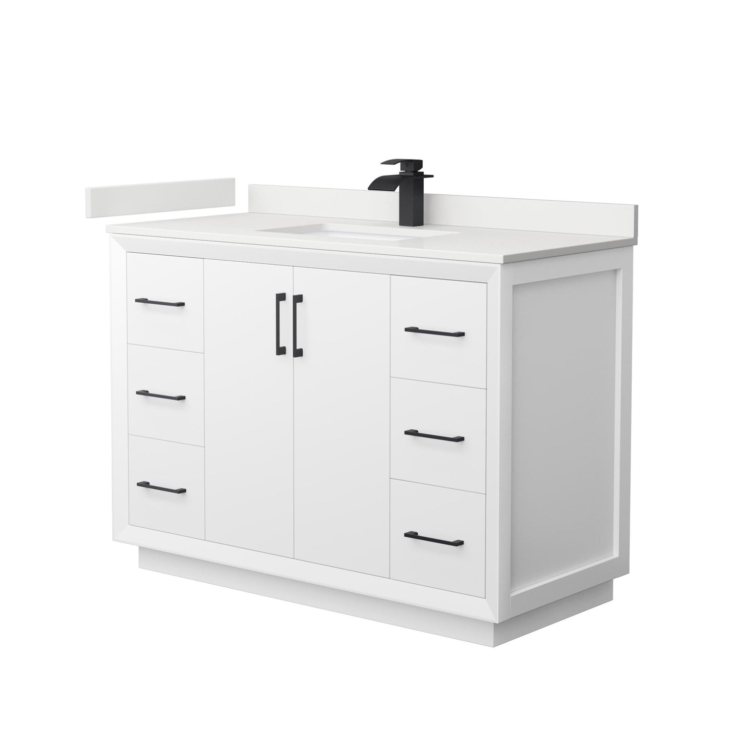 Strada Bathroom Vanity with Countertop 48 inch Single Sink Single hole Faucet Setup