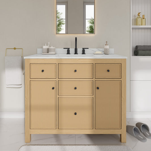 Pendry Bathroom Vanity with Countertop 42 inch Single Sink 3-hole Faucet Setup
