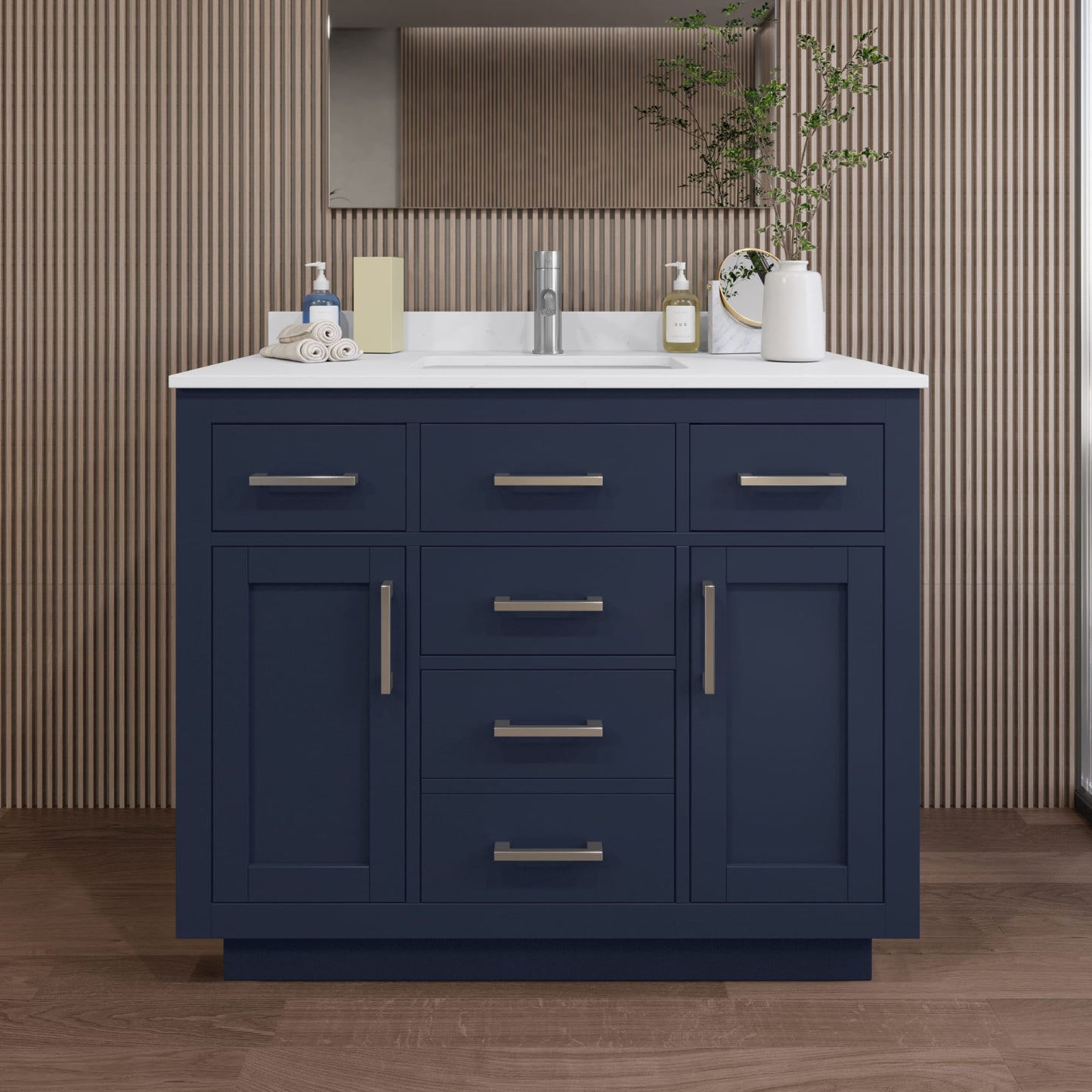 Beckett TK Bathroom Vanity with Countertop 42 inch Single Sink Single hole Faucet Setup