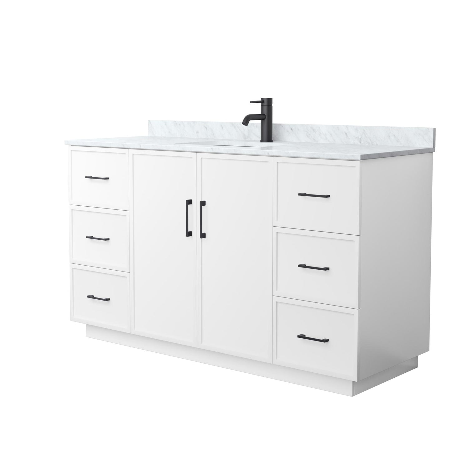 Elan TK Bathroom Vanity with Countertop 60 inch Single Sink Single hole Faucet Setup
