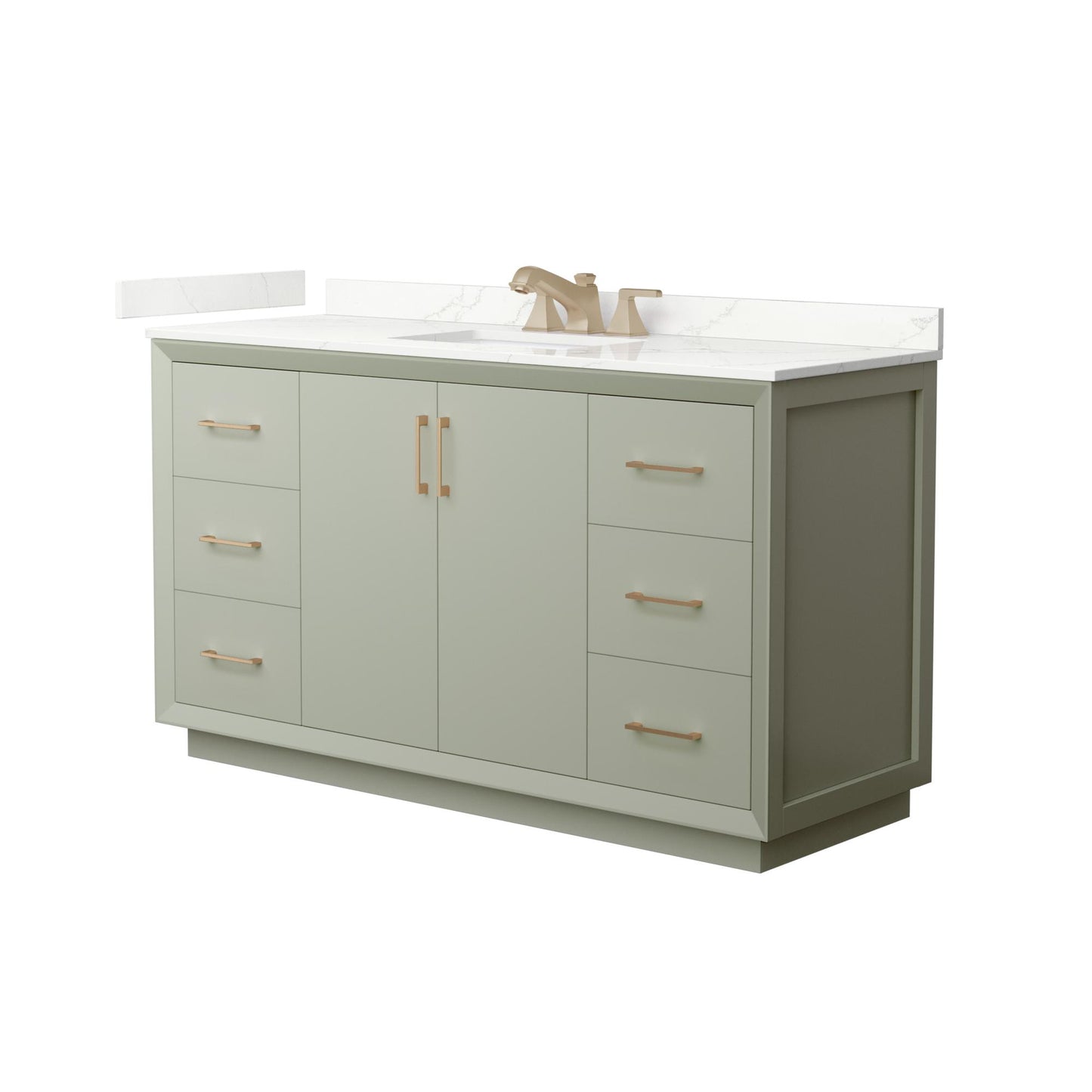Strada Bathroom Vanity with Countertop 60 inch Single Sink 3-hole Faucet Setup