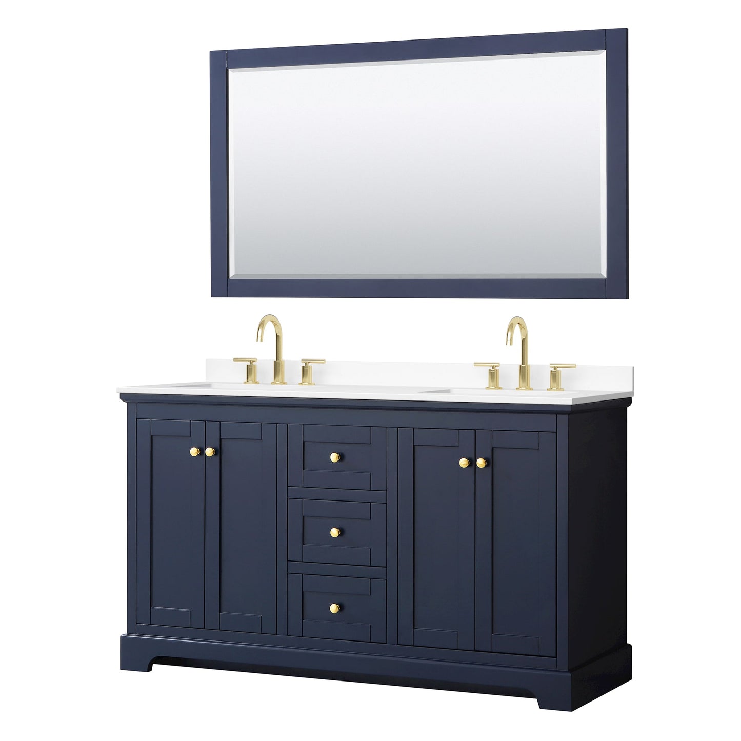 Avery Bathroom Vanity with Countertop 60 inch Double Sink 3-hole Faucet Setup