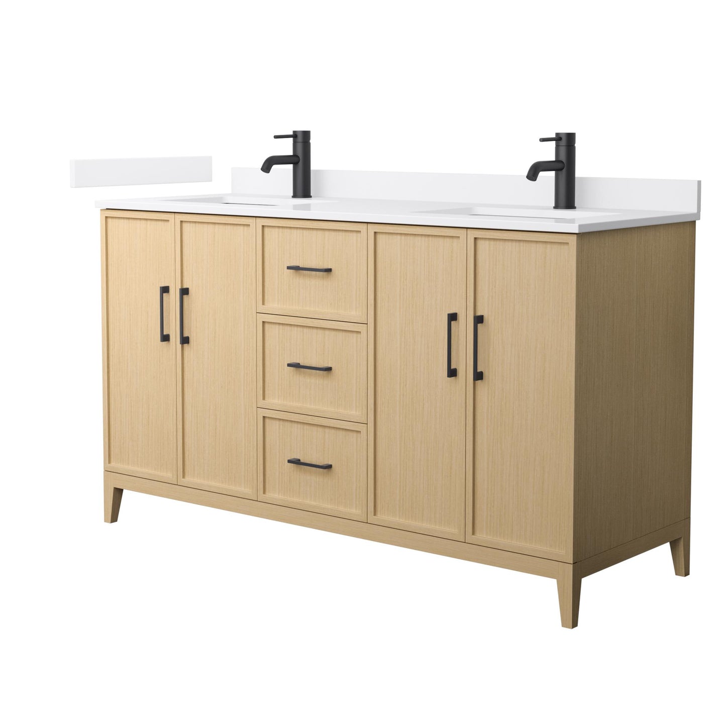 Elan Bathroom Vanity with Countertop 60 inch Double Sink Single hole Faucet Setup