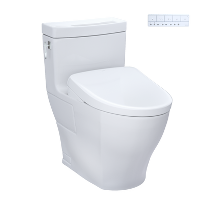 WASHLET+ Aimes One-Piece Elongated 1.28 GPF Toilet and Contemporary WASHLET S7 Contemporary Bidet Seat