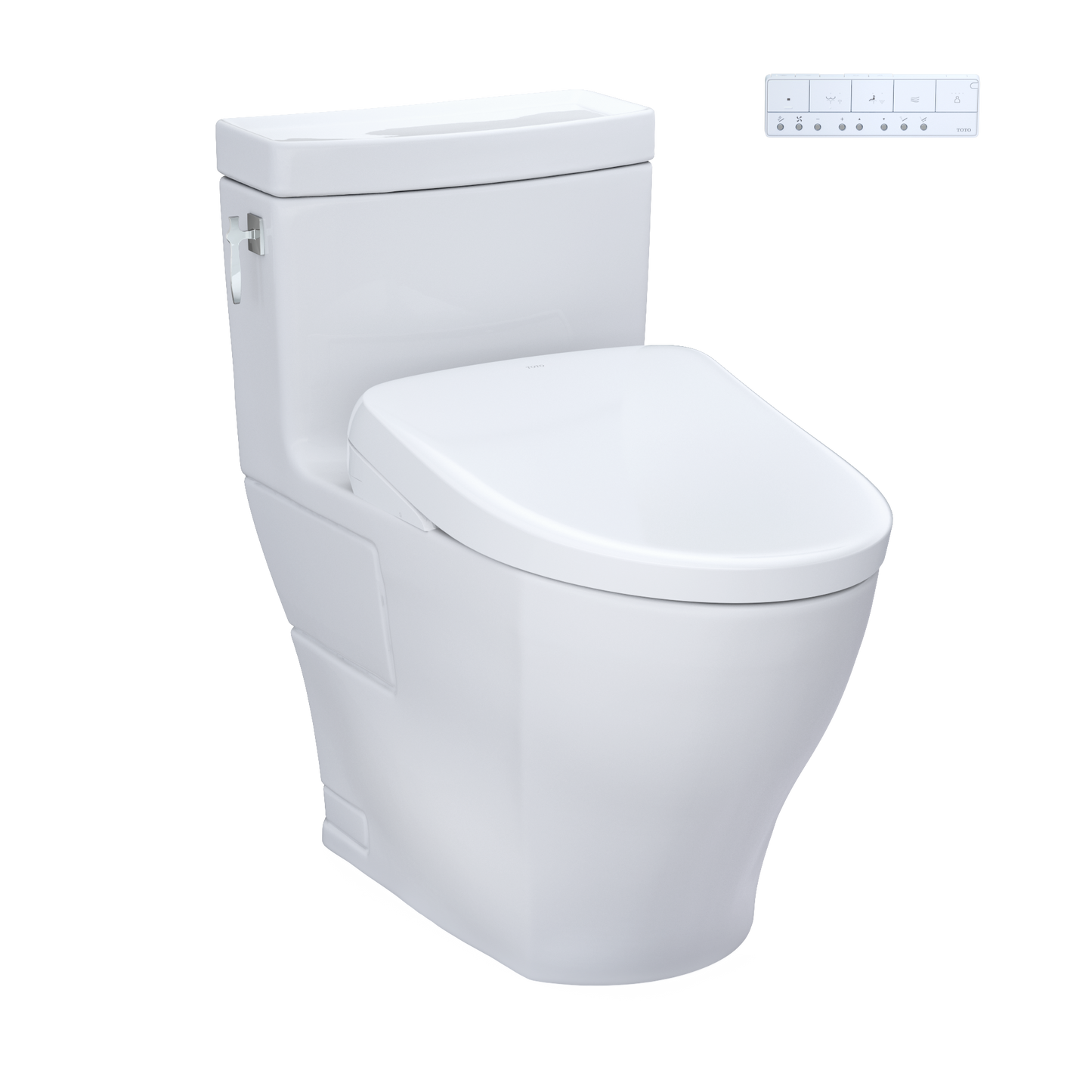 WASHLET+ Aimes One-Piece Elongated 1.28 GPF Toilet with Auto Flush S7 Contemporary Bidet Seat