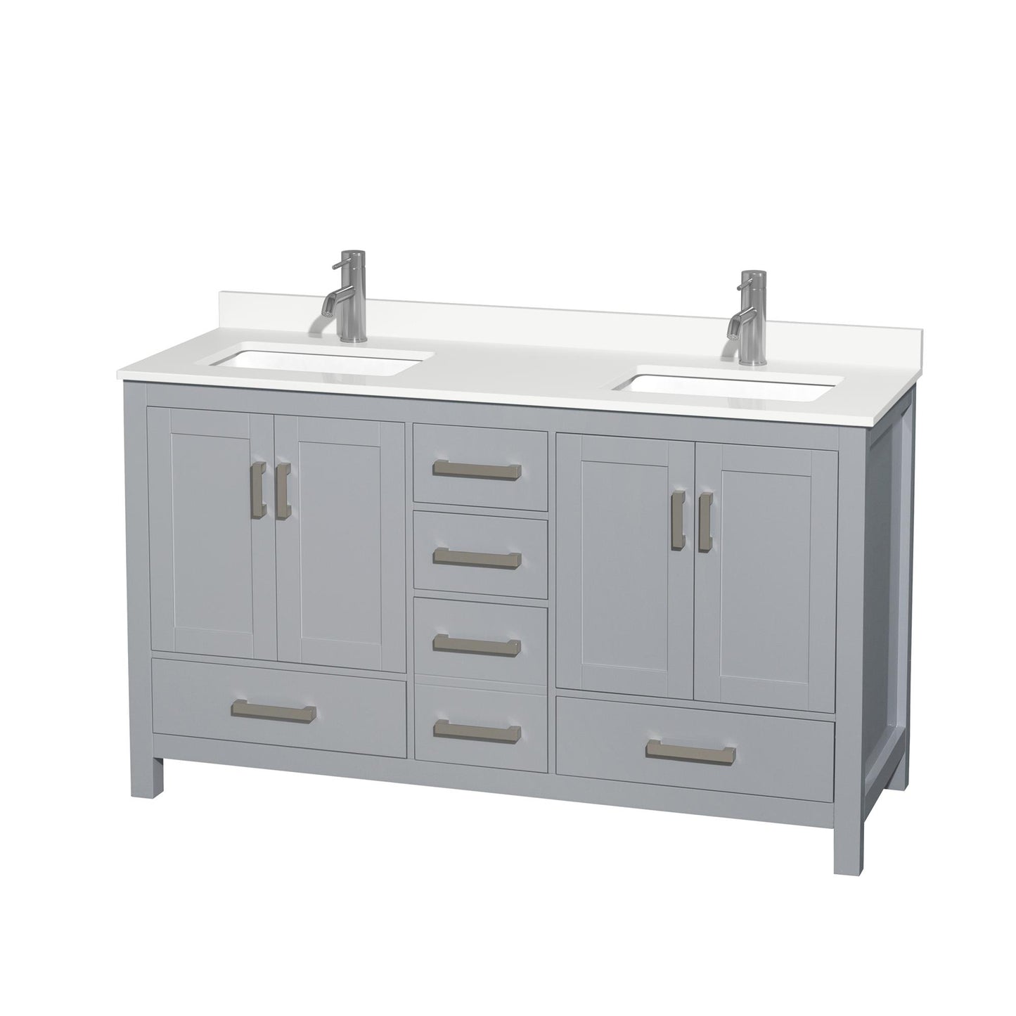 Sheffield Bathroom Vanity with Countertop 60 inch Double Sink Single hole Faucet Setup
