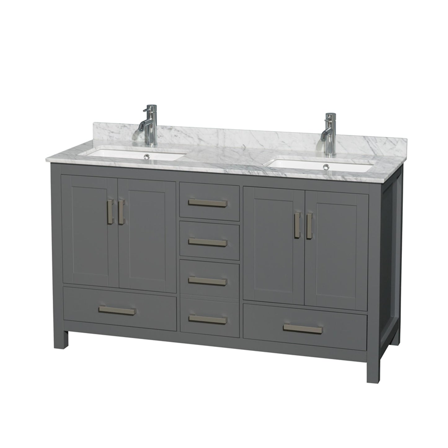 Sheffield Bathroom Vanity with Countertop 60 inch Double Sink Single hole Faucet Setup