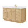 Custom image for Rift Oak with Brushed Gold Trim / White Cultured Marble / No Mirror