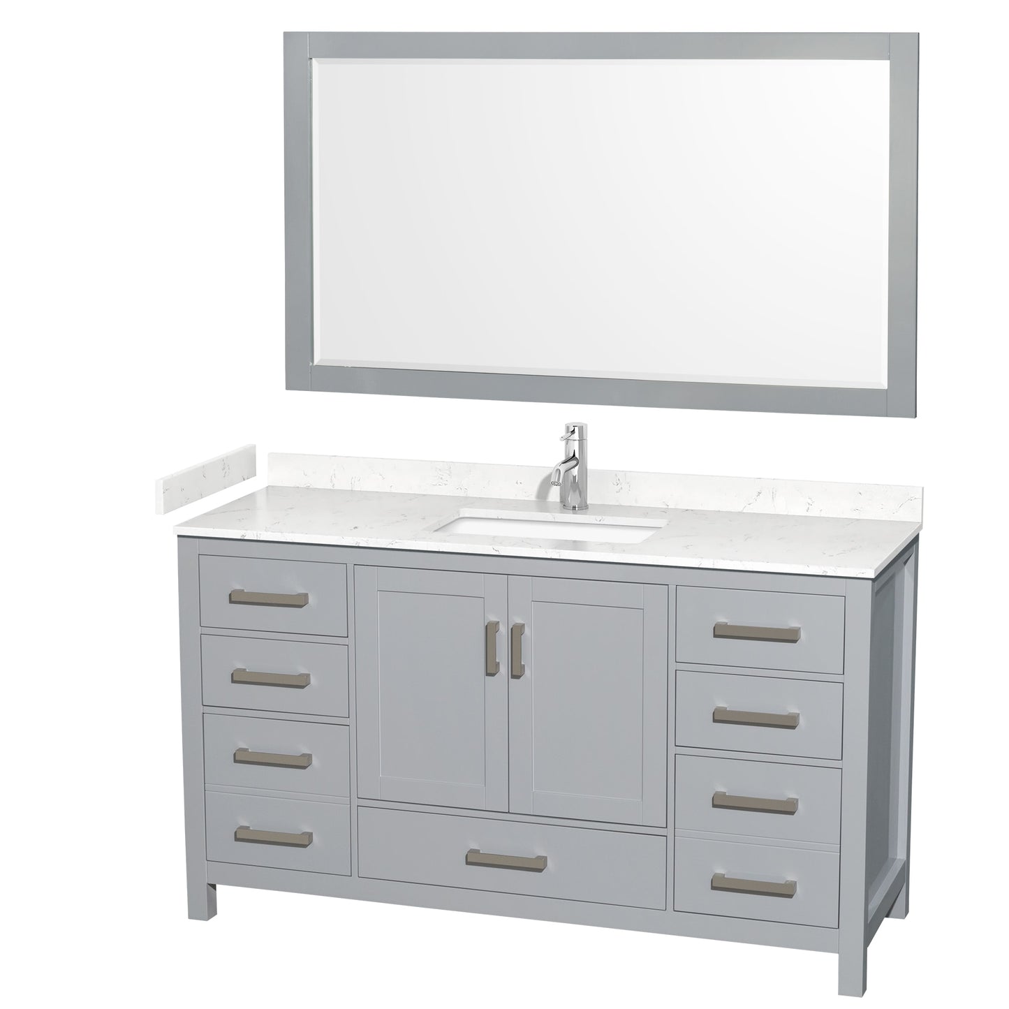 Sheffield Bathroom Vanity with Countertop 60 inch Single Sink Single hole Faucet Setup