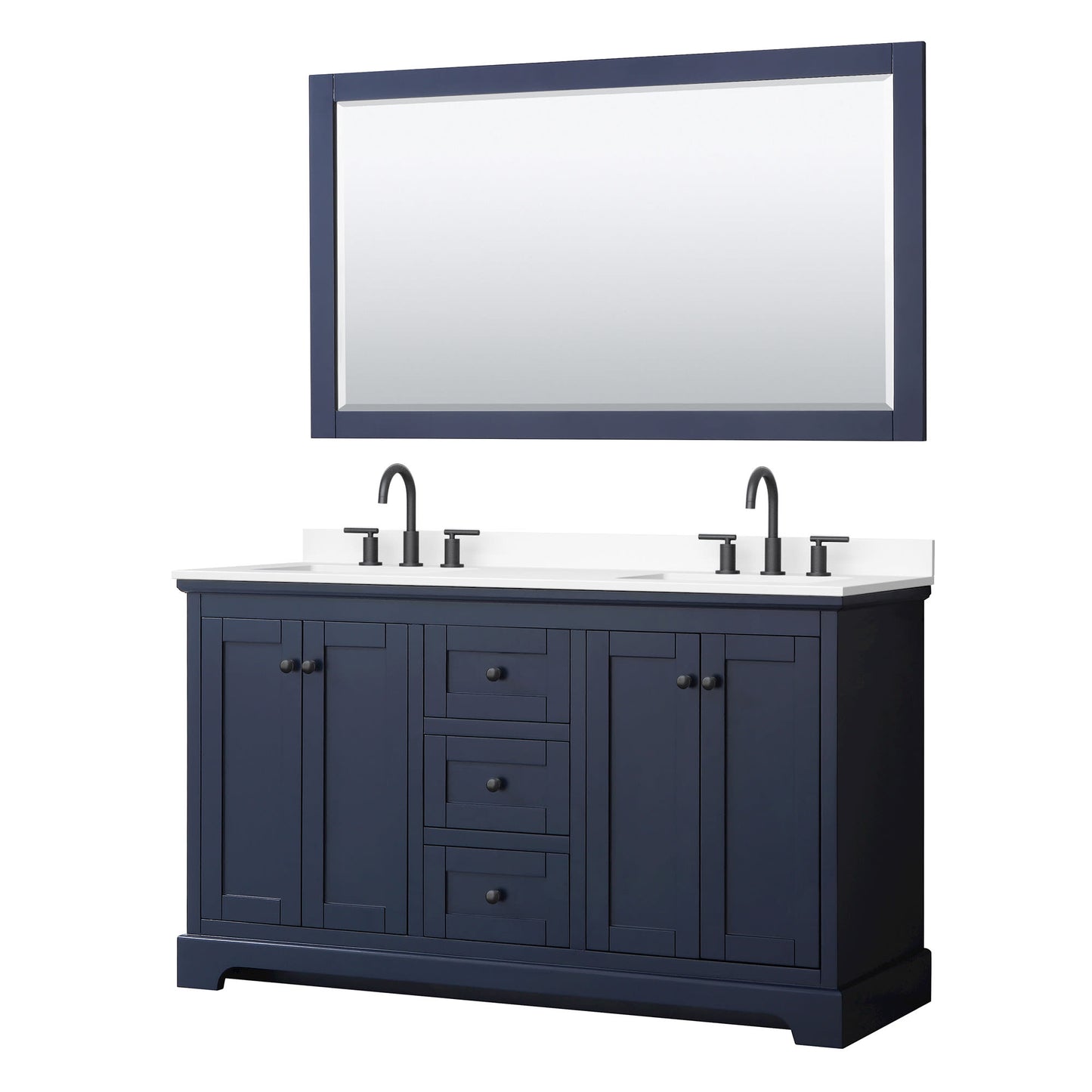 Avery Bathroom Vanity with Countertop 60 inch Double Sink 3-hole Faucet Setup