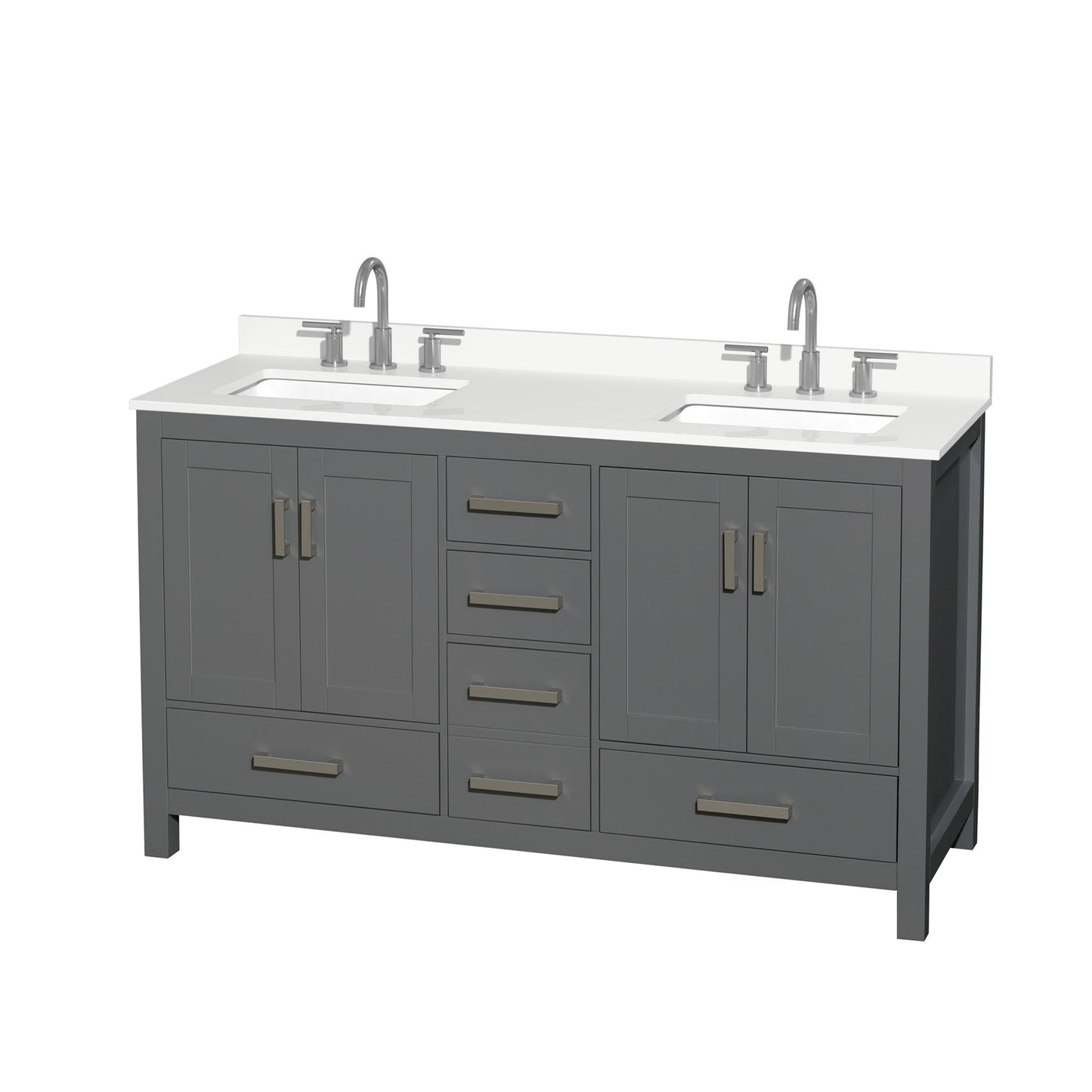 Sheffield Bathroom Vanity with Countertop 60 inch Double Sink 3-hole Faucet Setup