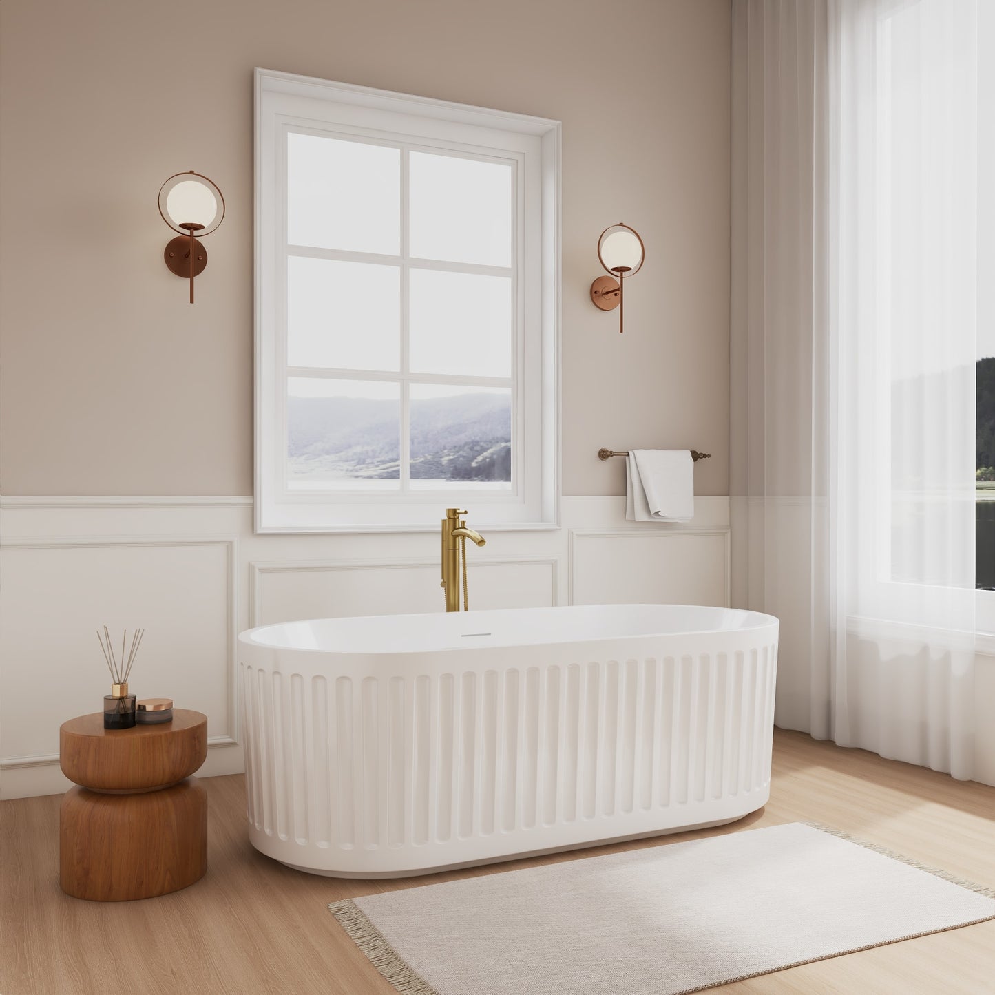 Carmela Freestanding Acrylic Bathtub With Faucet 67 inch