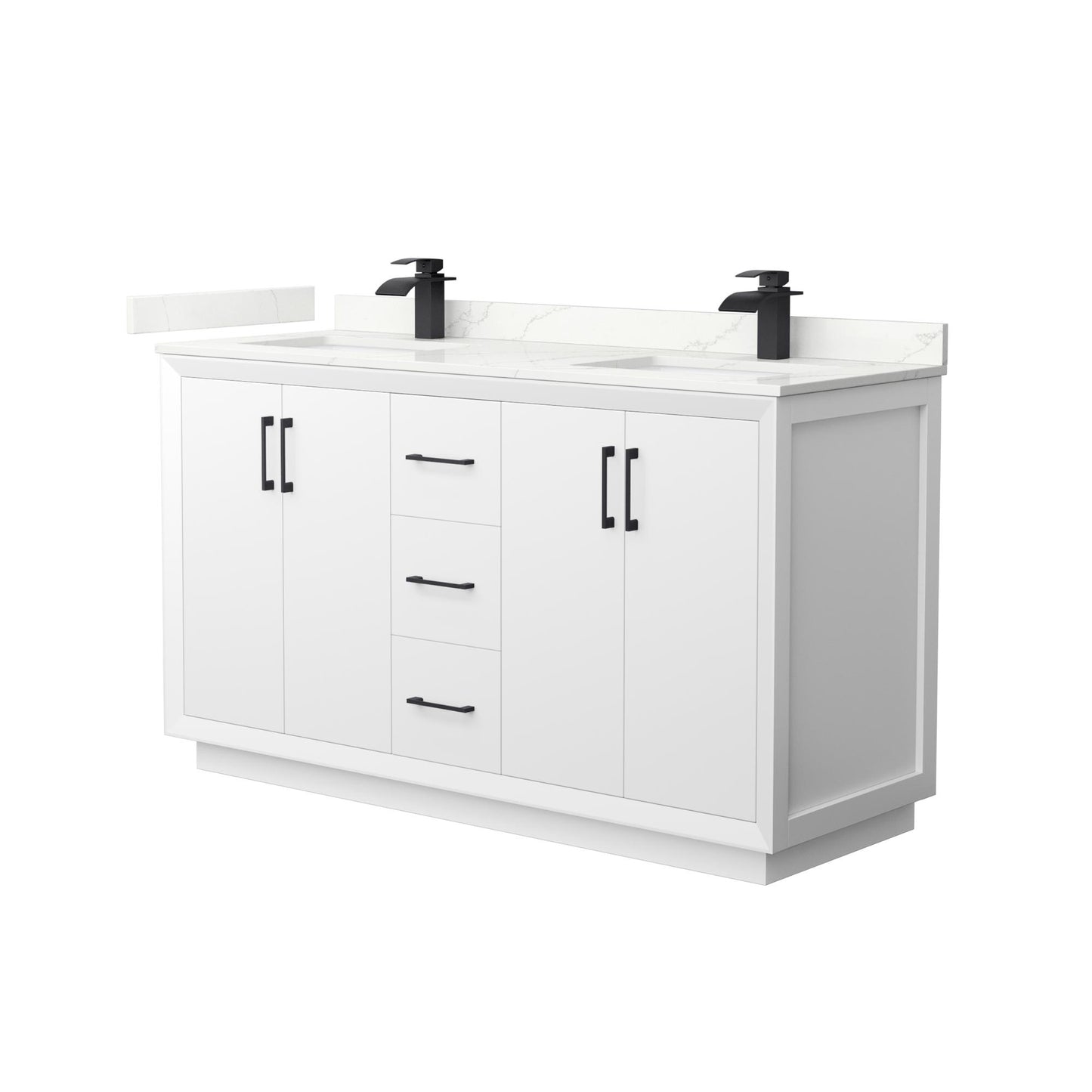 Strada Bathroom Vanity with Countertop 60 inch Double Sink Single hole Faucet Setup