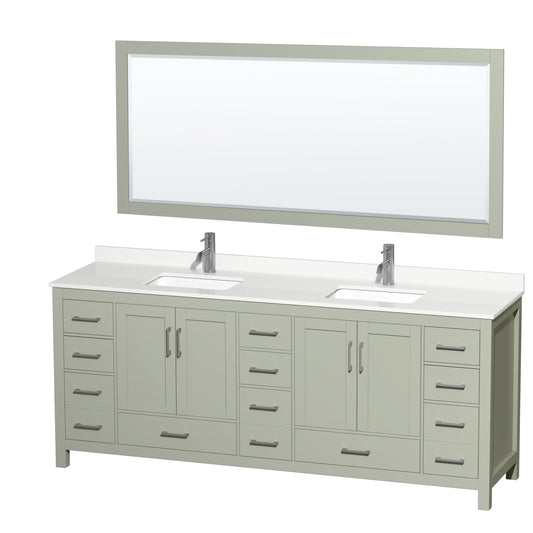 Sheffield Bathroom Vanity with Countertop 84 inch Double Sink Single hole Faucet Setup