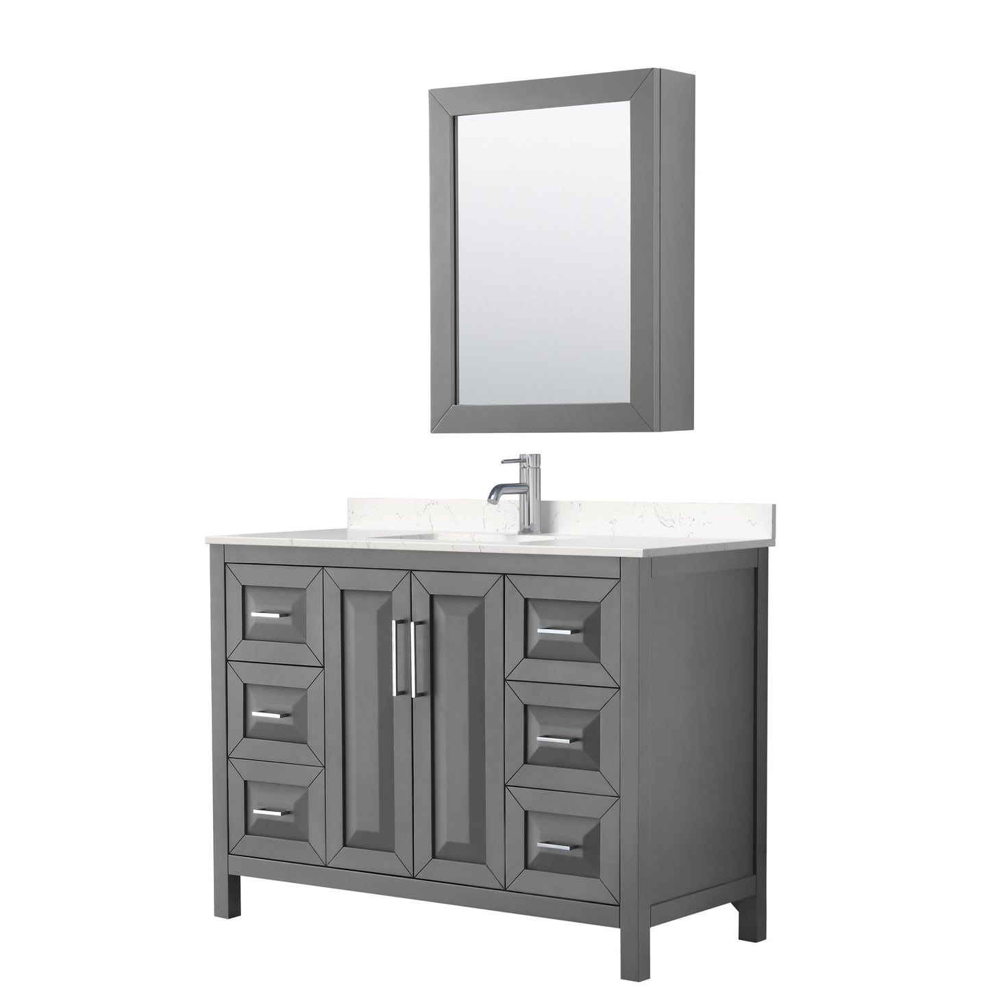 Daria Bathroom Vanity with Countertop 48 inch Single Sink Single hole Faucet Setup