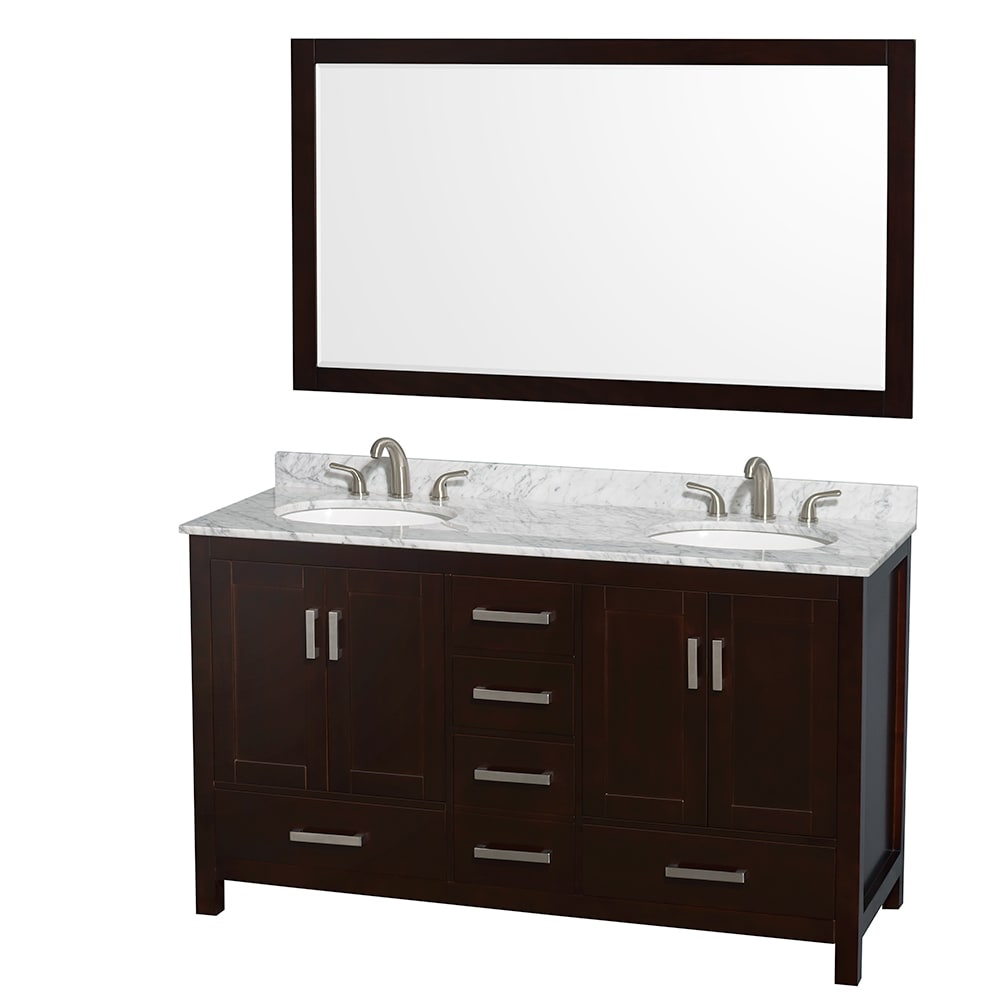 Sheffield Bathroom Vanity with Countertop 60 inch Double Sink 3-hole Faucet Setup