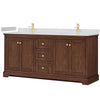 Custom image for Dark Walnut with Brushed Gold Trim / Giotto Quartz / No Mirror