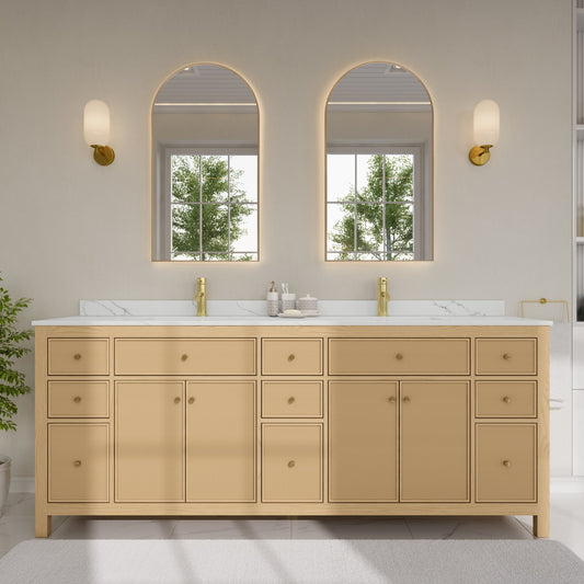 Pendry Bathroom Vanity with Countertop 84 inch Double Sink Single hole Faucet Setup
