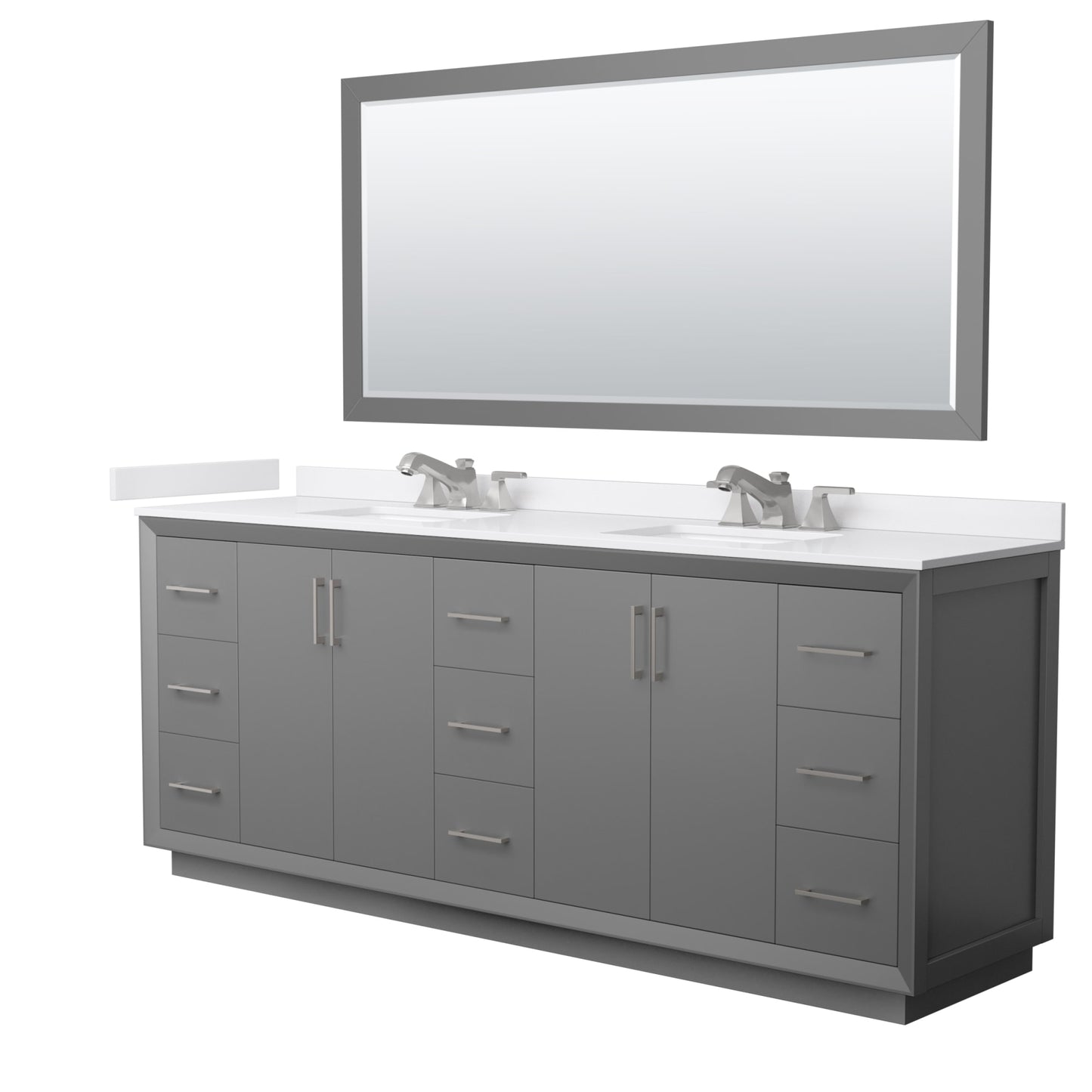 Strada Bathroom Vanity with Countertop 84 inch Double Sink 3-hole Faucet Setup