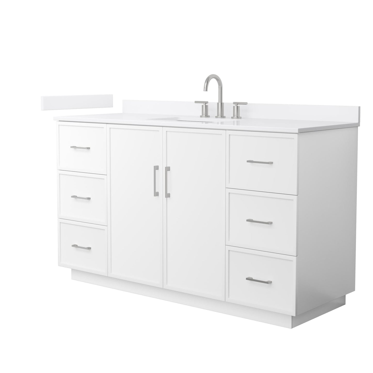 Elan TK Bathroom Vanity with Countertop 60 inch Single Sink 3-hole Faucet Setup