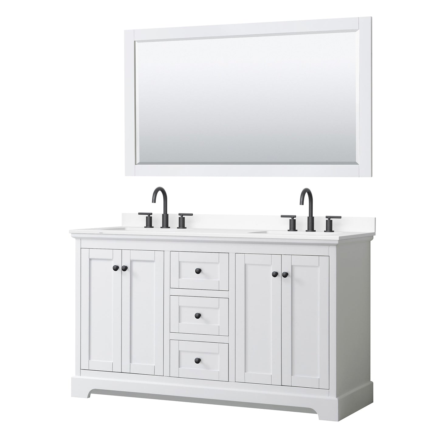 Avery Bathroom Vanity with Countertop 60 inch Double Sink 3-hole Faucet Setup